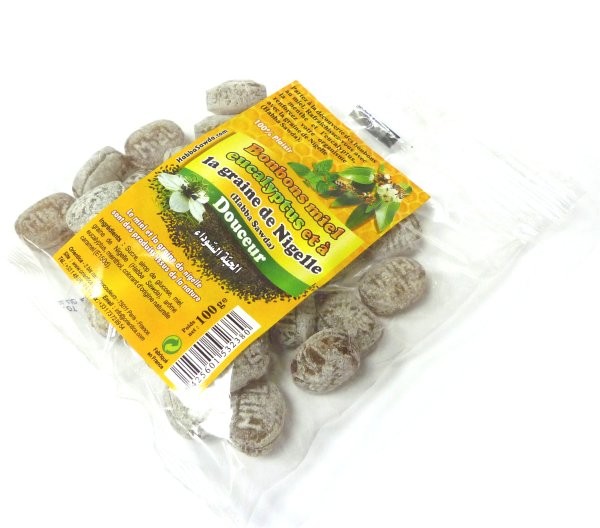 Sachet de bonbons miel eucalyptus et à la graine de Nigelle (Habba Sawda) - 100 gr