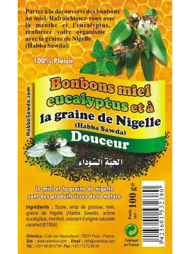 Sachet de bonbons miel eucalyptus et à la graine de Nigelle (Habba Sawda) - 100 gr