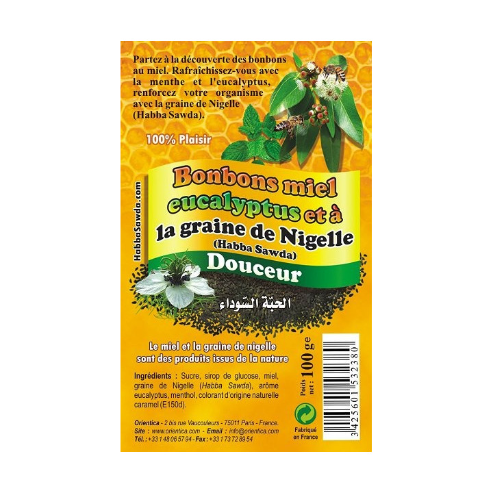 Sachet de bonbons miel eucalyptus et à la graine de Nigelle (Habba Sawda) - 100 gr