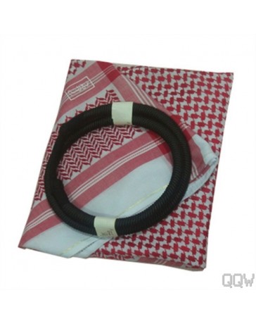 Keffieh  rouge et blanc + Aql noir