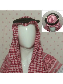 Keffieh  rouge et blanc + Aql noir