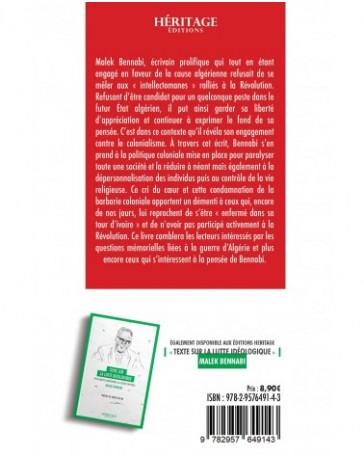 Témoignage sur la Guerre de Libération - Malek Bennabi - Éditions Héritage