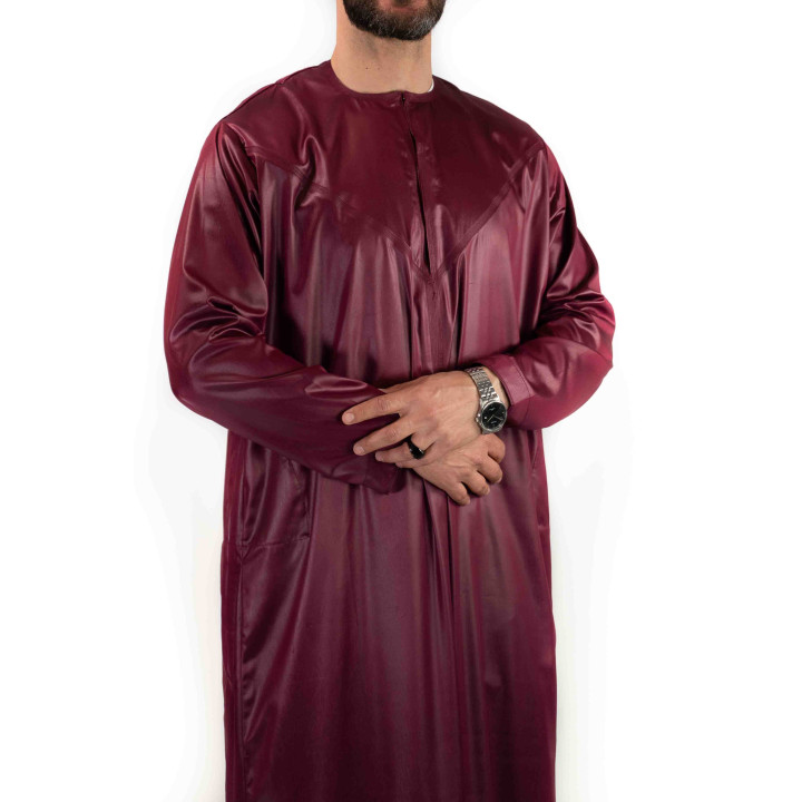 Qamis Emirati - Precious - Bordeaux Satiné - Custom Qamis