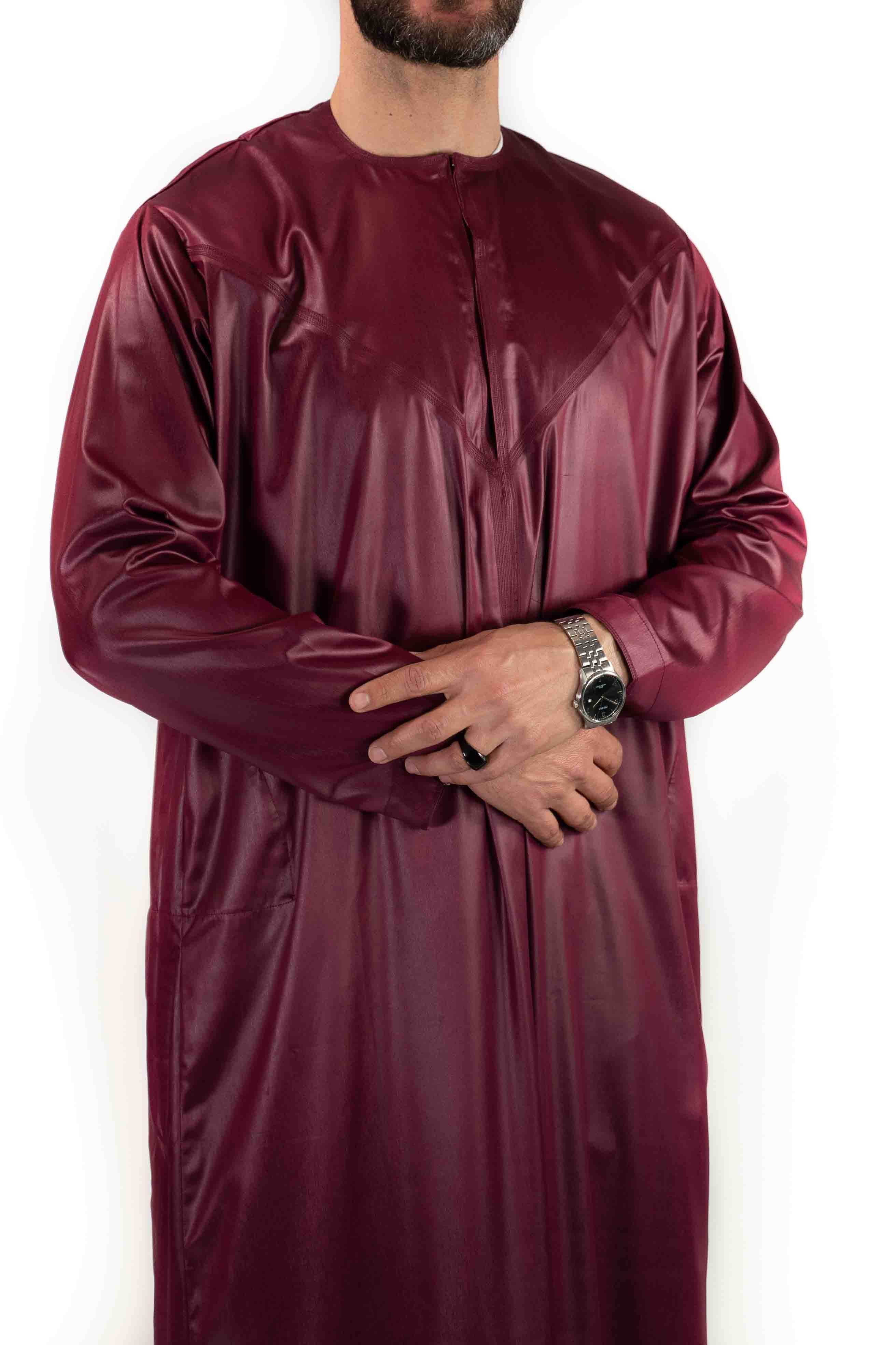 Qamis Emirati - Precious - Bordeaux Satiné - Custom Qamis