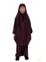 Jilbab enfant 2 pièces serwal - Aubergine
