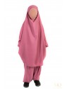 Jilbab enfant 2 pièces serwal - Rose foncé