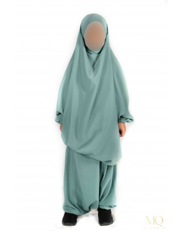 Jilbab enfant 2 pièces serwal - Vert clair