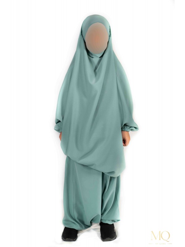 Jilbab enfant 2 pièces serwal - Vert clair