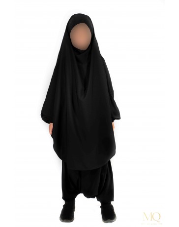 Jilbab enfant 2 pièces serwal - Noir
