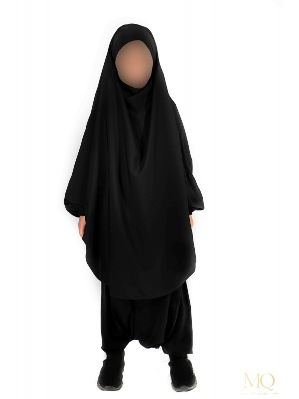 Jilbab enfant 2 pièces serwal - Noir