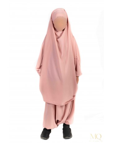 Jilbab enfant 2 pièces serwal - Vieux rose