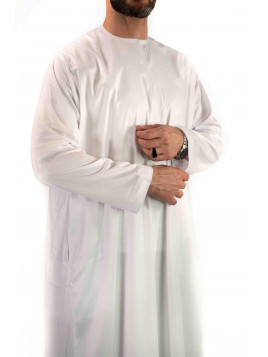 Qamis Emirati - Precious - Blanc Satiné - Custom Qamis