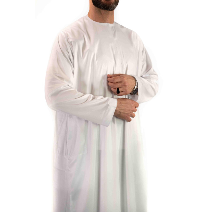 Qamis Emirati - Precious - Blanc Satiné - Custom Qamis
