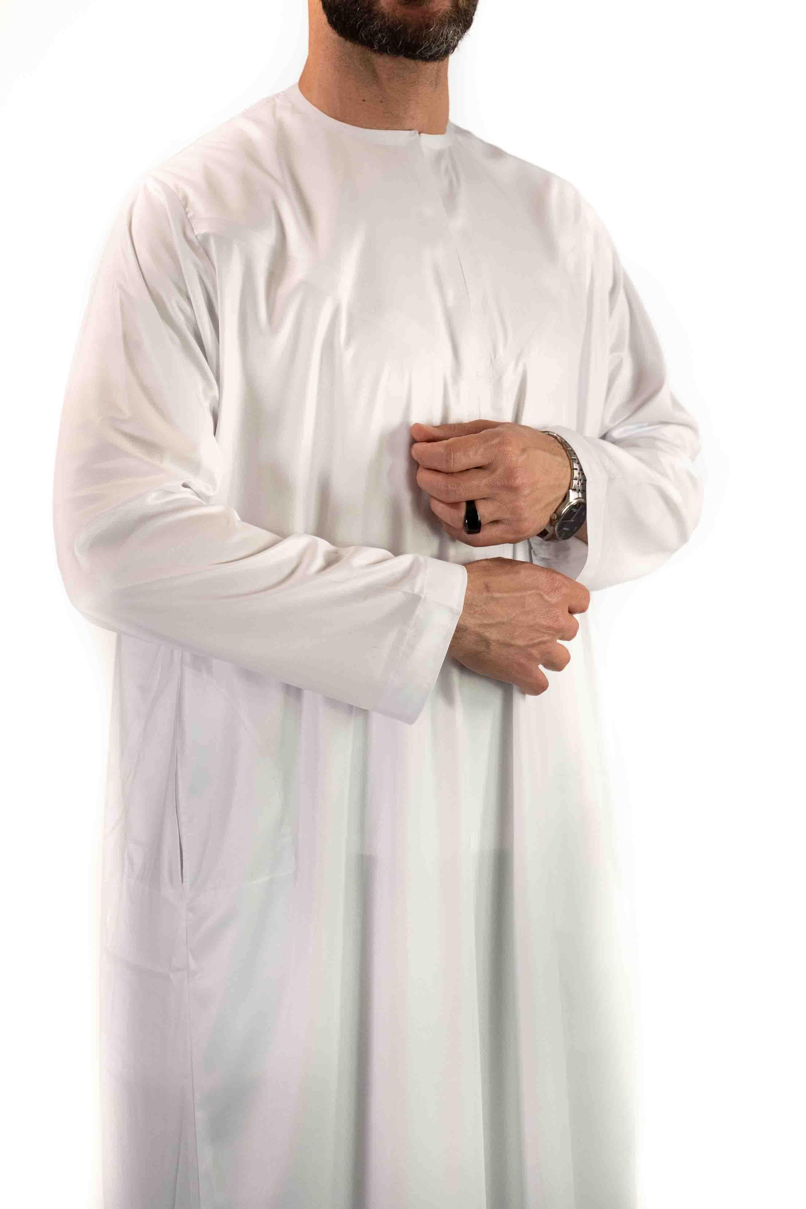 Qamis Emirati - Precious - Blanc Satiné - Custom Qamis