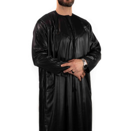 Qamis Emirati - Precious - Noir Satiné - Custom Qamis