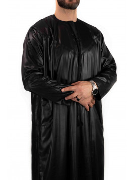 Qamis Emirati - Precious - Noir Satiné - Custom Qamis