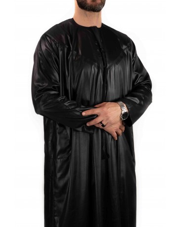 Qamis Emirati - Precious - Noir Satiné - Custom Qamis