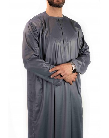 Qamis Emirati - Precious - Gris satiné - Custom Qamis