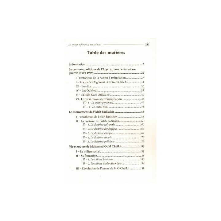 Le roman réformiste musulman d'expression française en Algérie (1919-1939) -Nadhim Chaouche- Héritage éditions