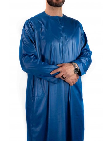 Qamis Emirati - Precious - Bleu roi satiné - Custom Qamis