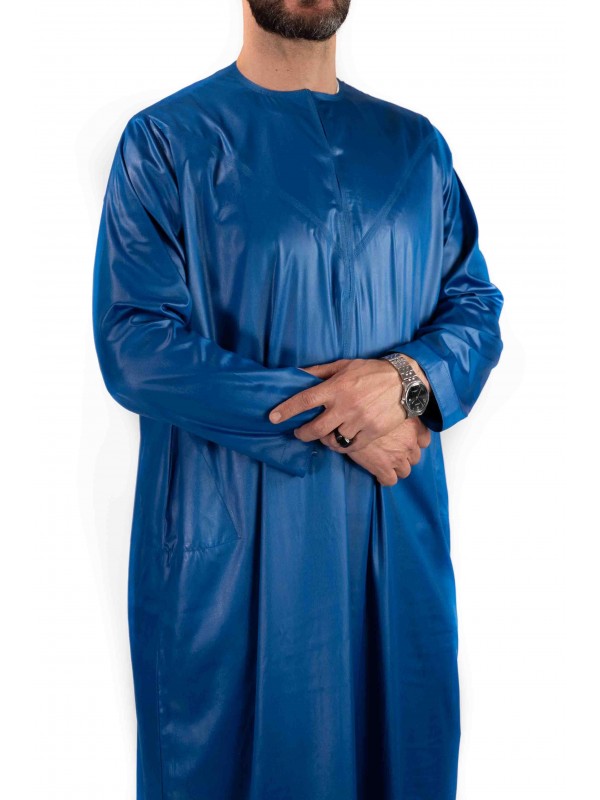 Qamis Emirati - Precious - Bleu roi satiné - Custom Qamis
