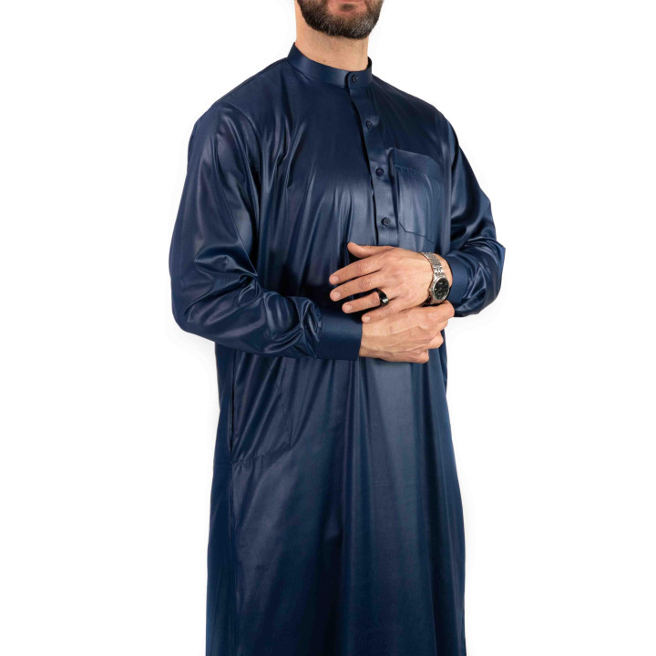 Qamis Saoudien avec col - Bleu marine