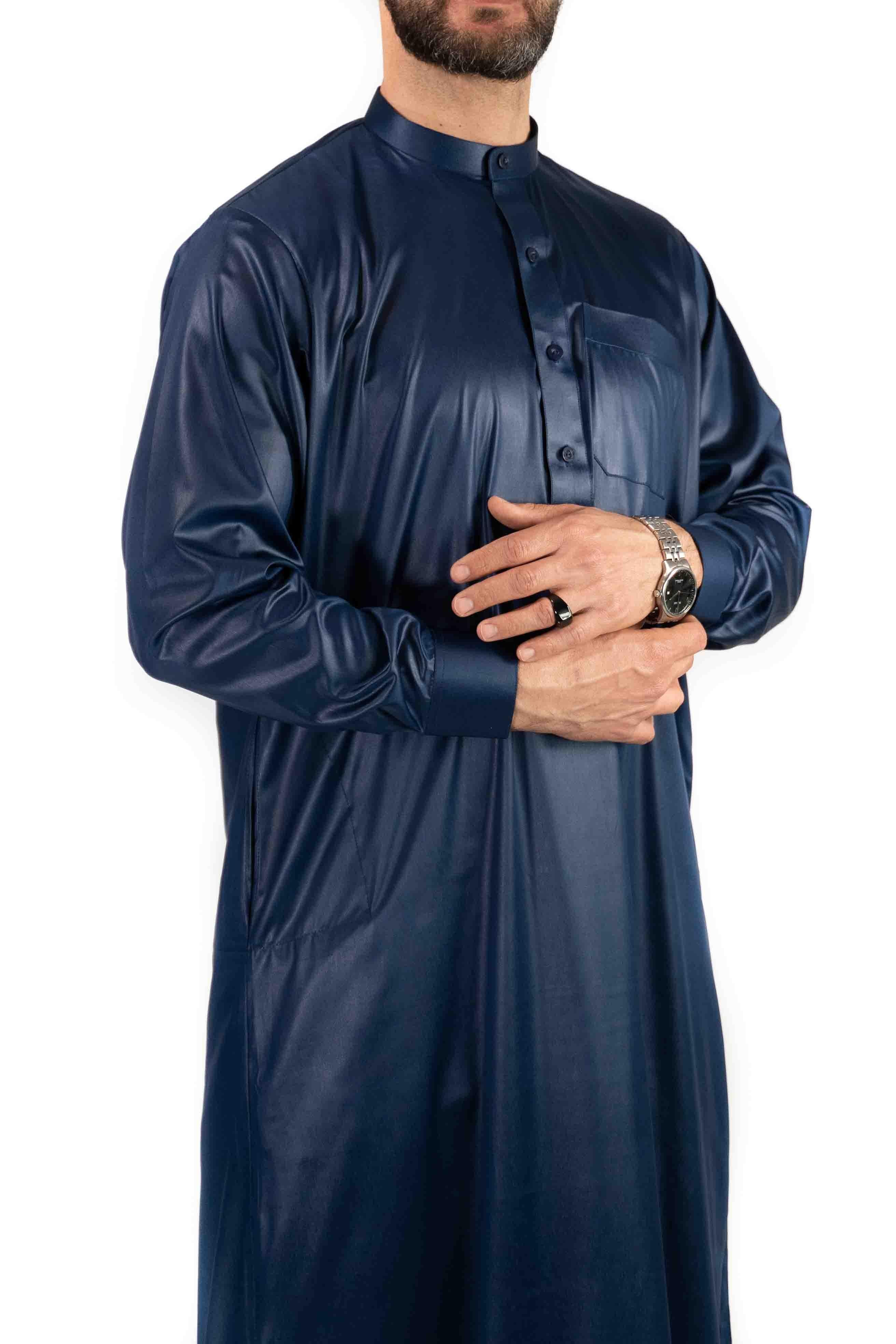 Qamis Saoudien avec col - Bleu marine