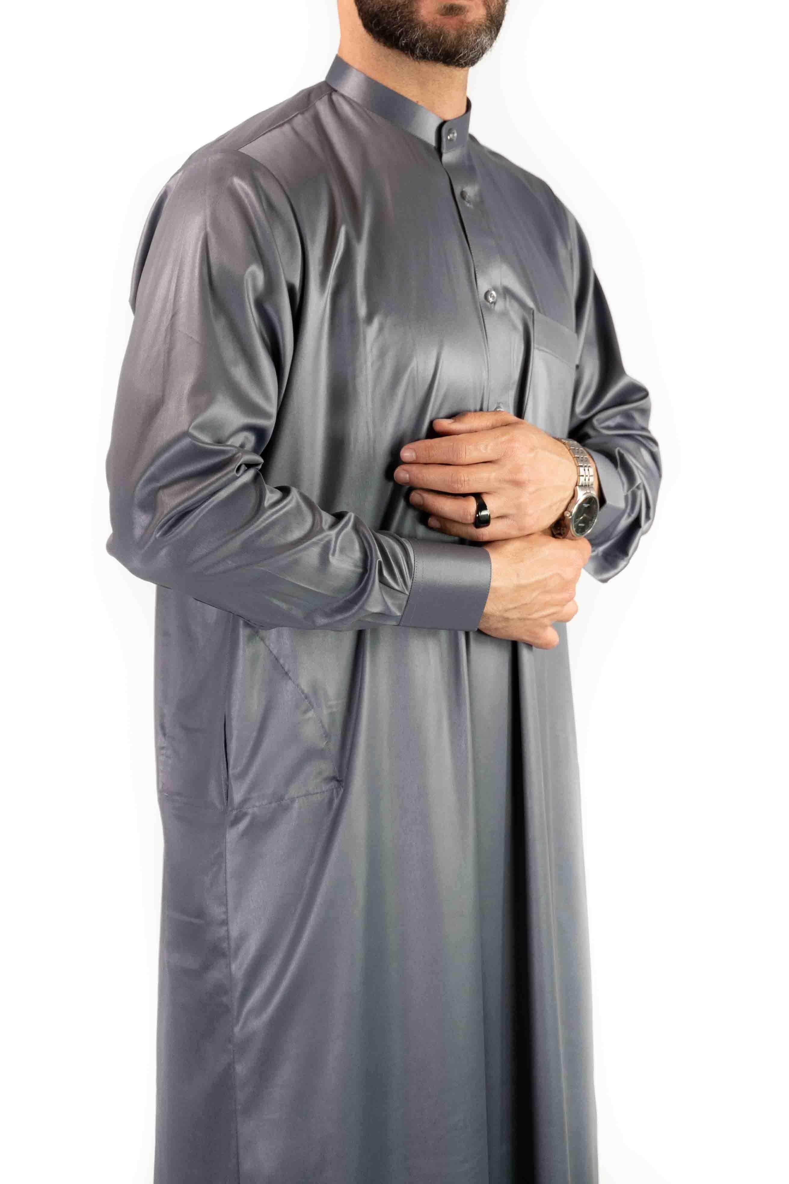 Qamis Saoudien avec col - Gris foncé