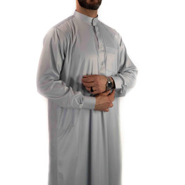 Qamis Saoudien avec col - Gris clair