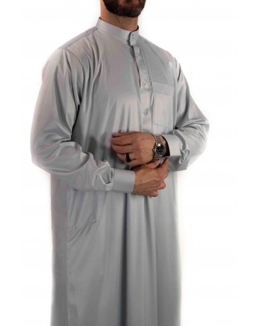 Qamis Saoudien avec col - Gris clair