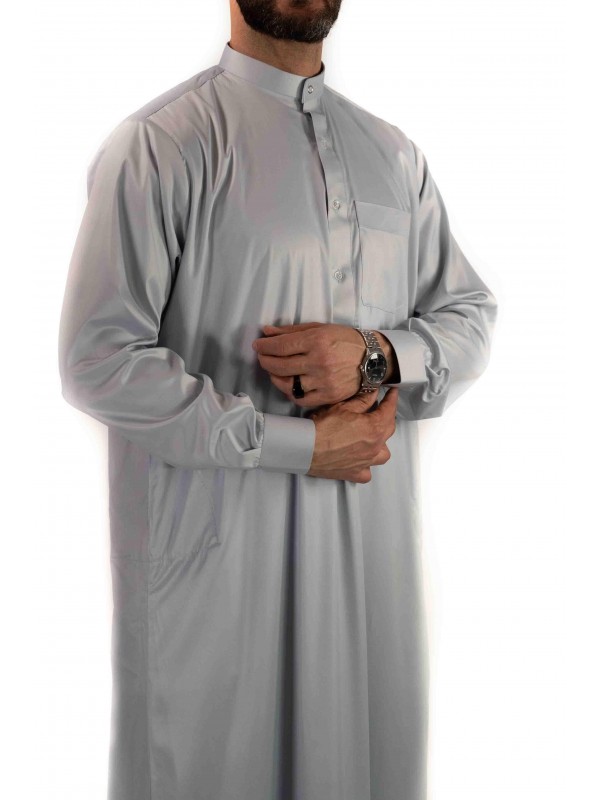 Qamis Saoudien avec col - Gris clair