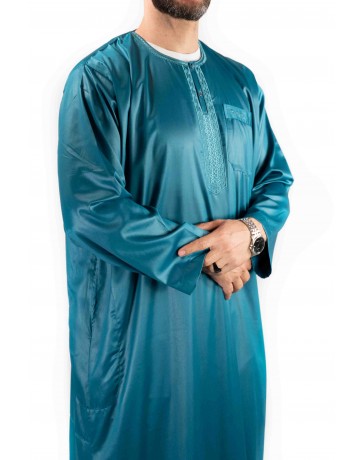 Qamis homme - manches longues - vert bleuté  - Atlas