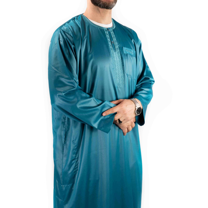 Qamis homme - manches longues - vert bleuté  - Atlas