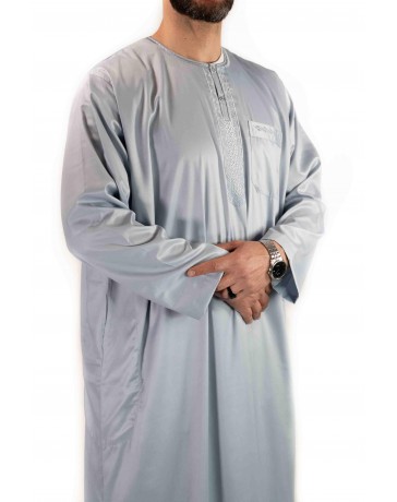 Qamis homme - manches longues - gris clair  - Atlas
