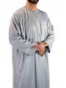 Qamis homme - manches longues - gris clair  - Atlas