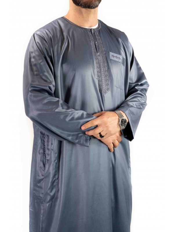Qamis homme - manches longues - gris foncé  - Atlas