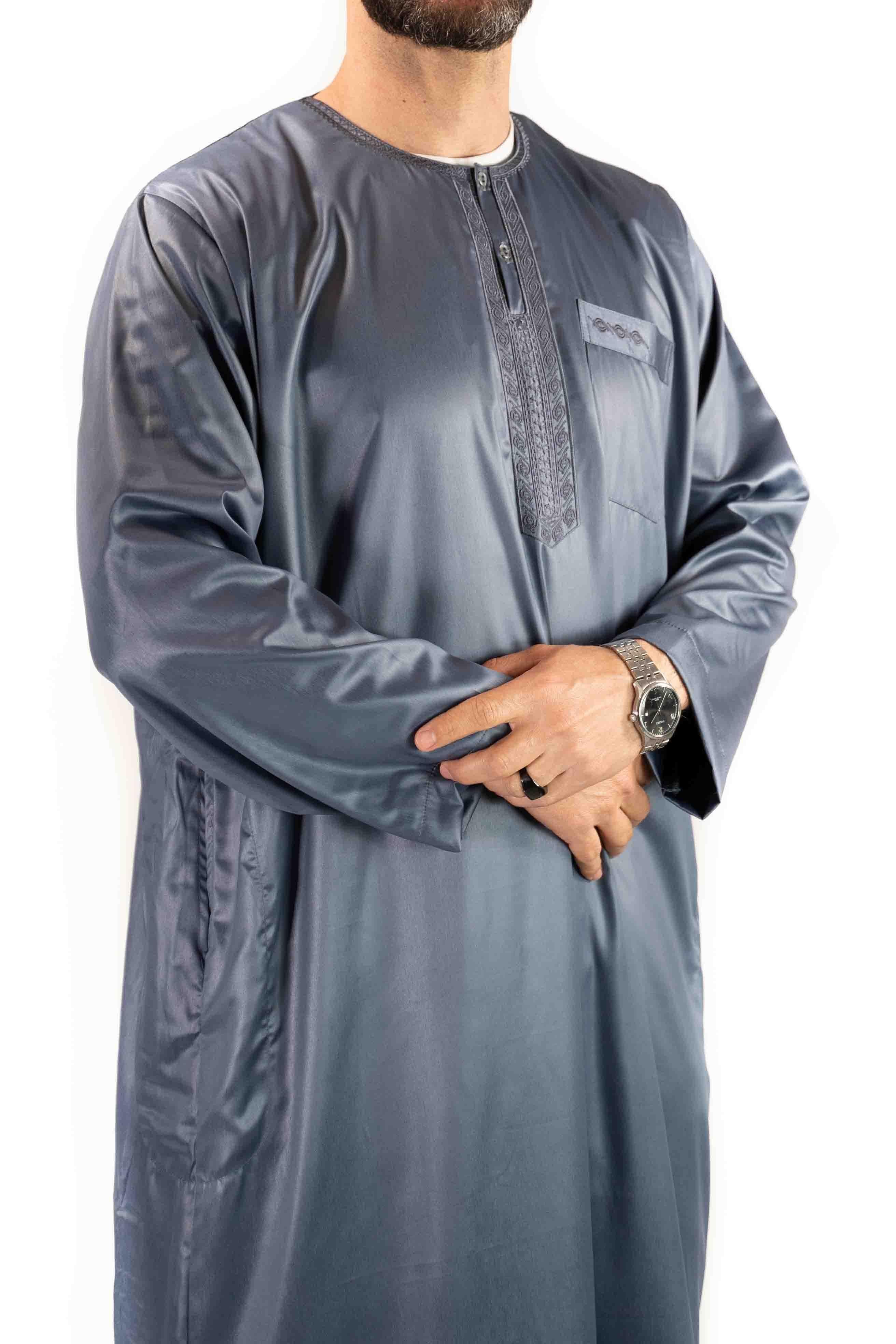 Qamis homme - manches longues - gris foncé  - Atlas