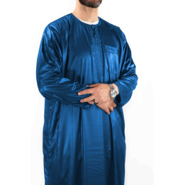 Qamis homme - manches longues - Bleu roi  - Atlas