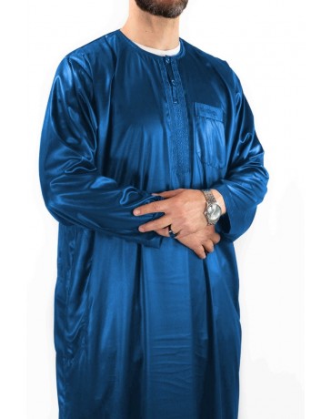 Qamis homme - manches longues - Bleu roi  - Atlas