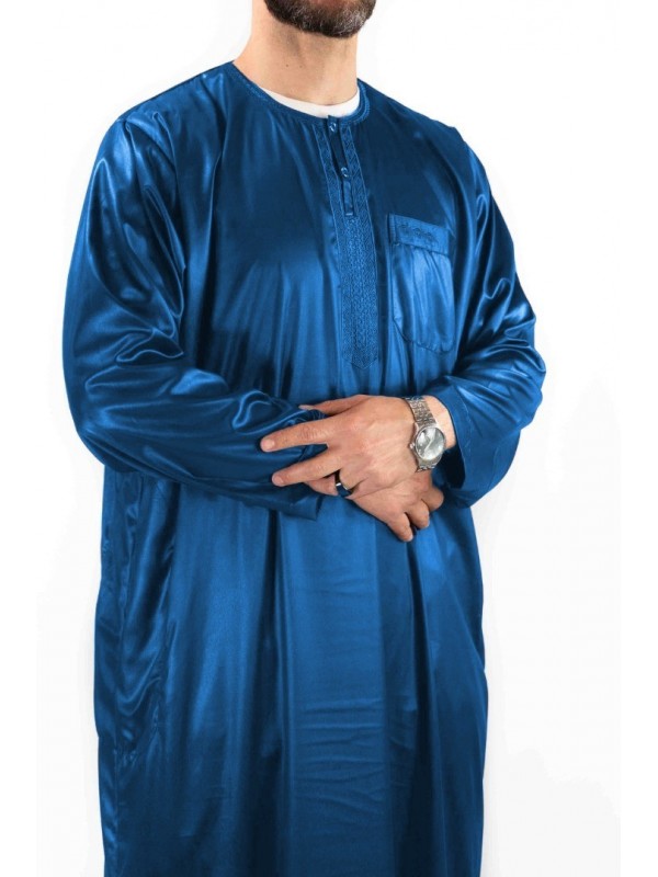 Qamis homme - manches longues - Bleu roi  - Atlas
