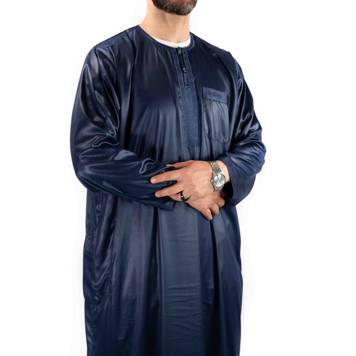 Qamis homme - manches longues - bleu marine - Atlas