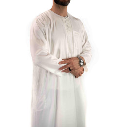 Qamis homme - manches longues - blanc - Atlas