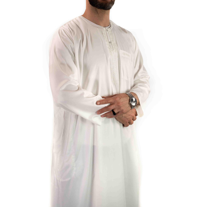 Qamis homme - manches longues - blanc - Atlas