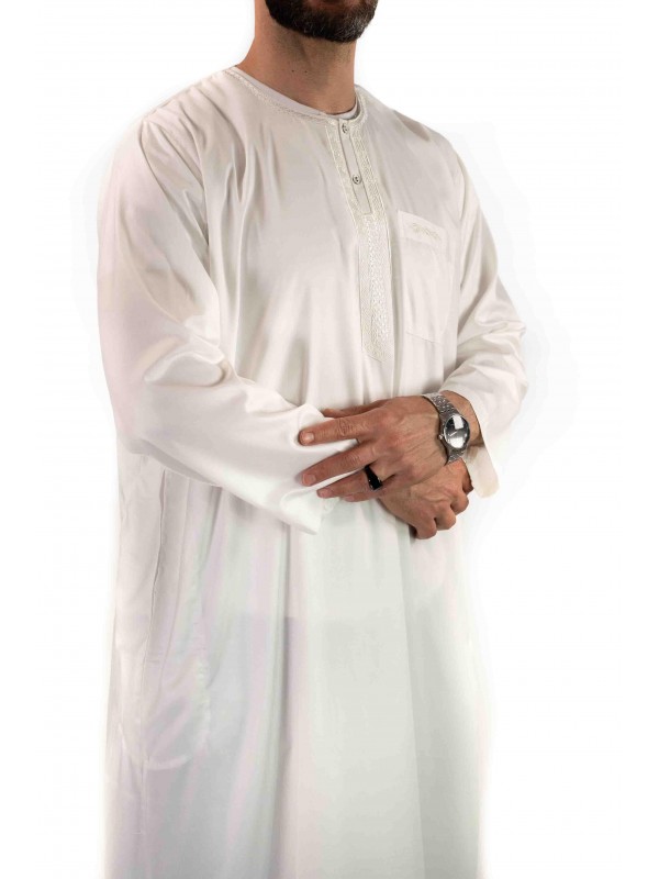 Qamis homme - manches longues - blanc - Atlas
