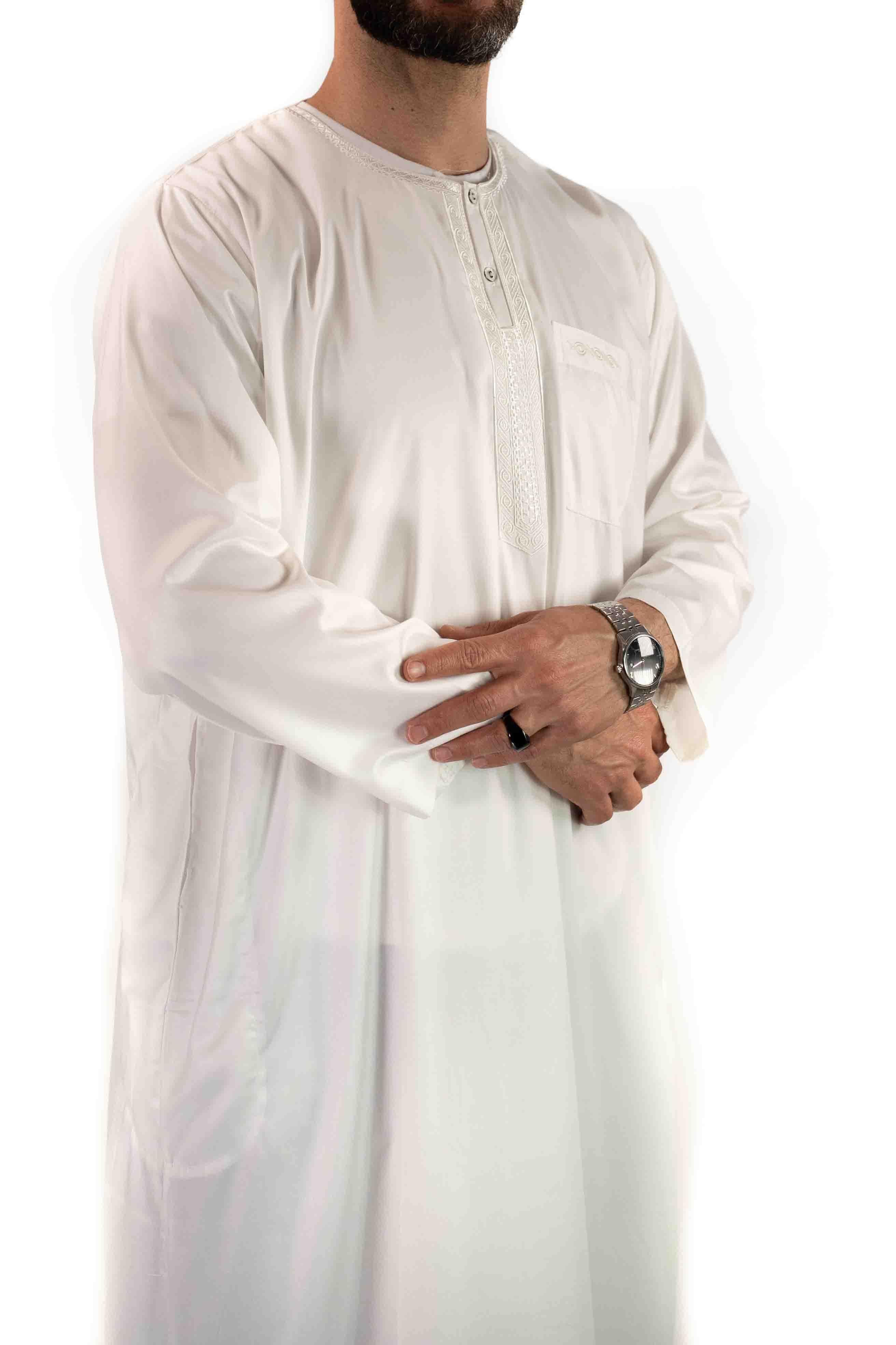 Qamis homme - manches longues - blanc - Atlas
