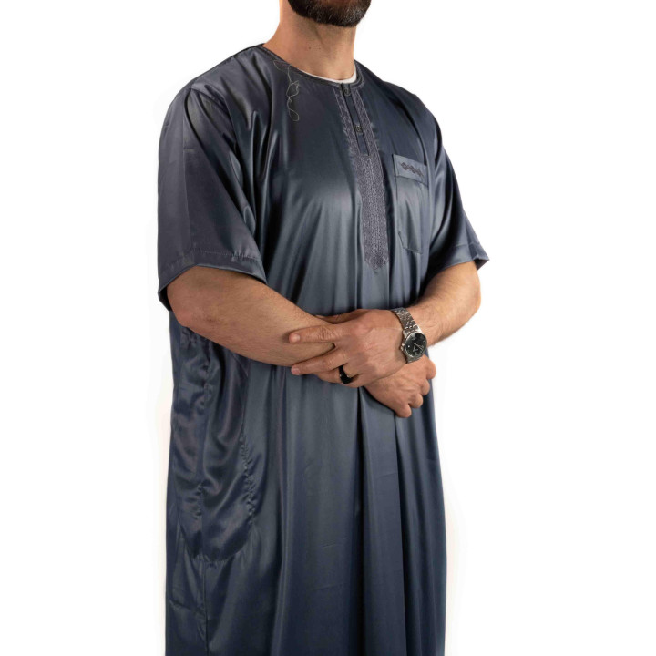 Qamis homme - manches courtes - gris foncé  - Atlas