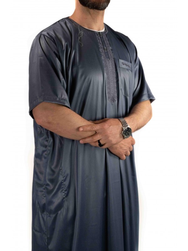 Qamis homme - manches courtes - gris foncé  - Atlas