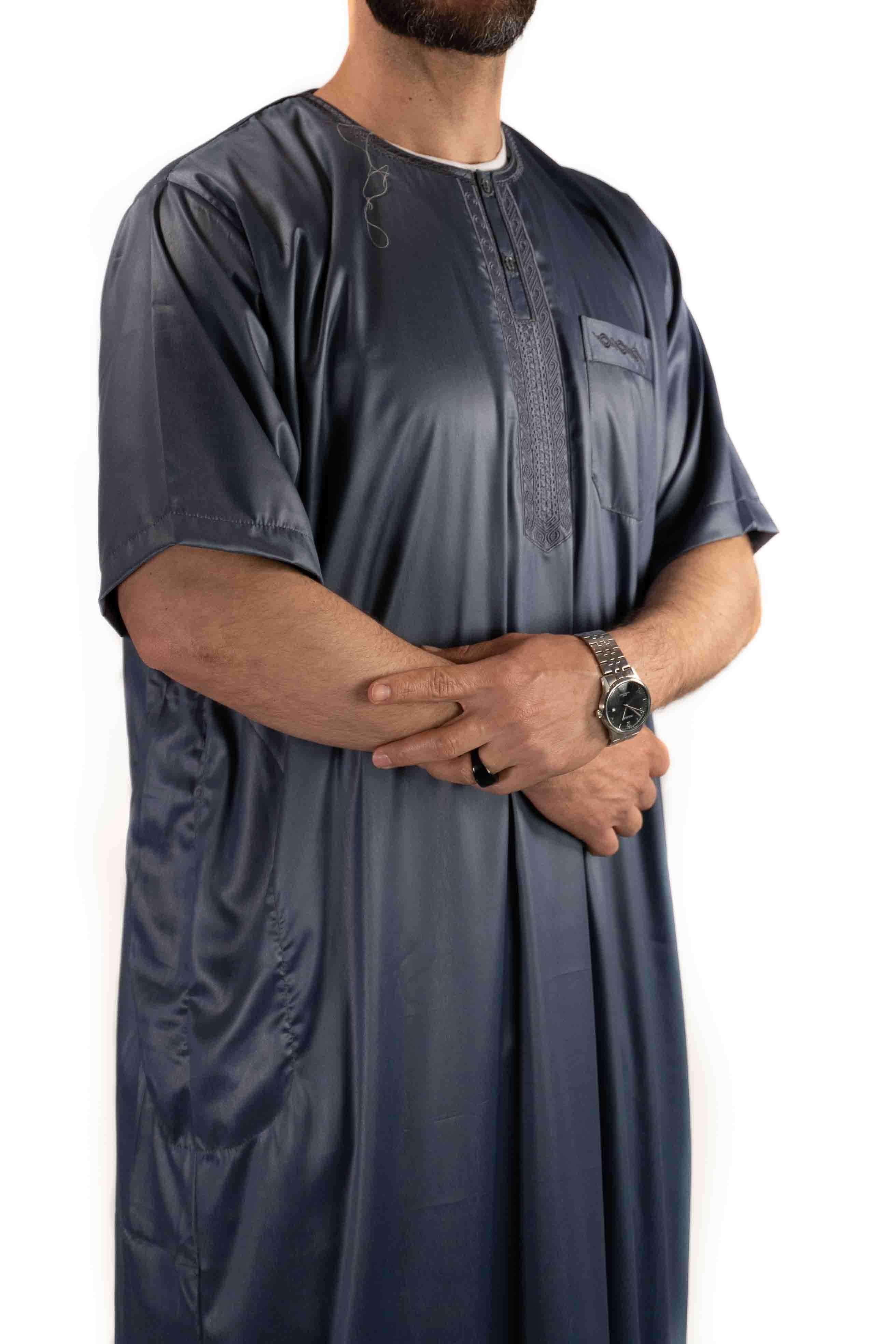 Qamis homme - manches courtes - gris foncé  - Atlas