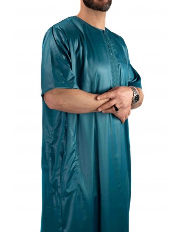 Qamis homme - manches courtes - vert bleuté  - Atlas