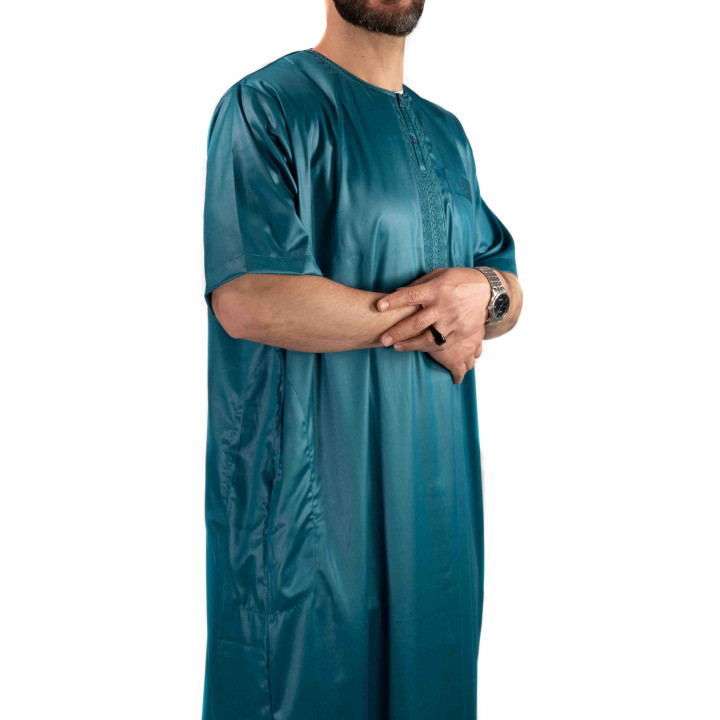Qamis homme - manches courtes - vert bleuté  - Atlas